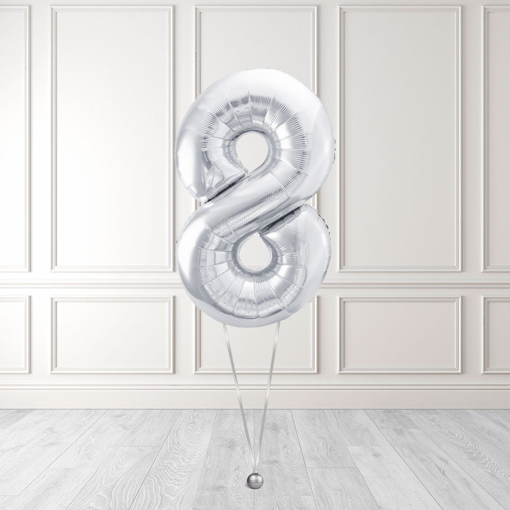 Tallballong Kit Sølv med Helium - Velg ditt tall
