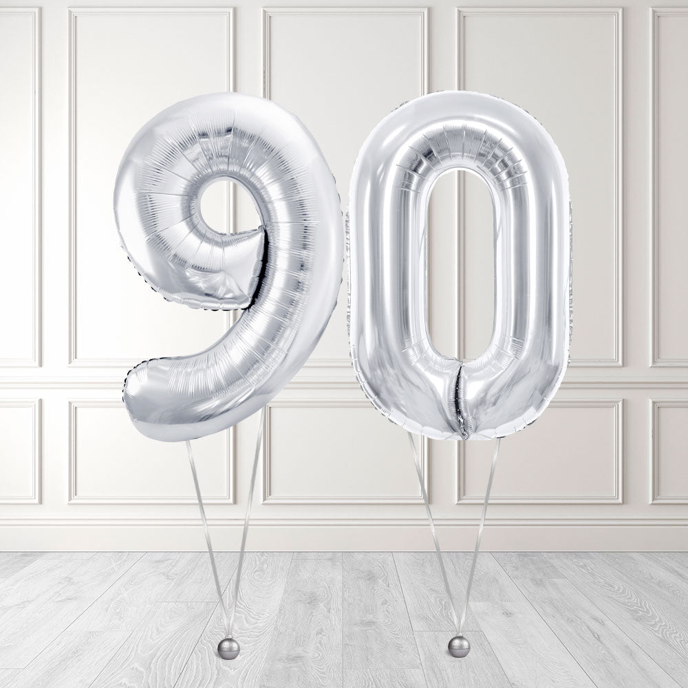 Tallballong Kit Sølv med Helium - Velg ditt tall