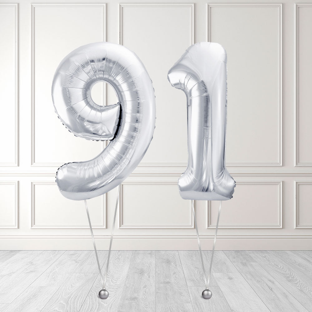 Tallballong Kit Sølv med Helium - Velg ditt tall