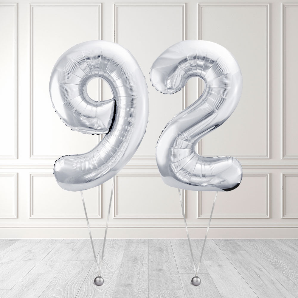Tallballong Kit Sølv med Helium - Velg ditt tall