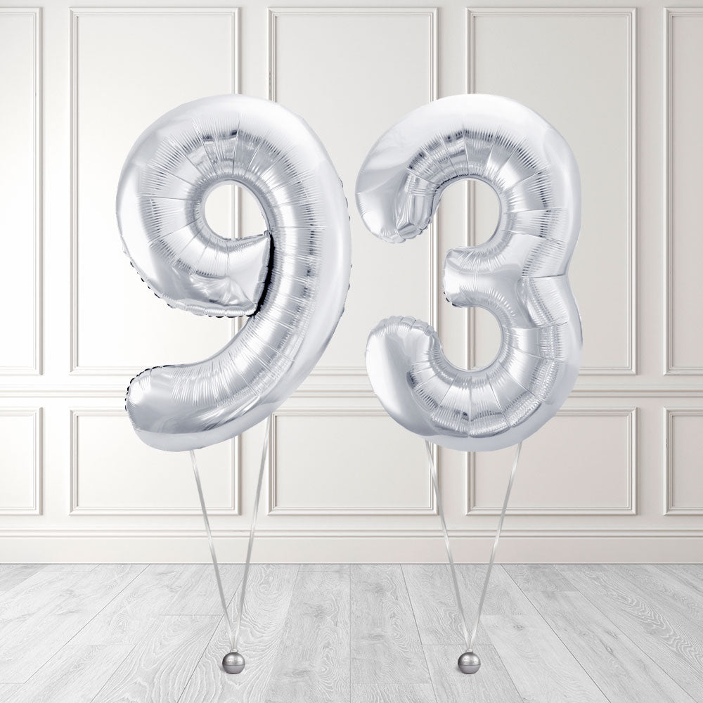 Tallballong Kit Sølv med Helium - Velg ditt tall