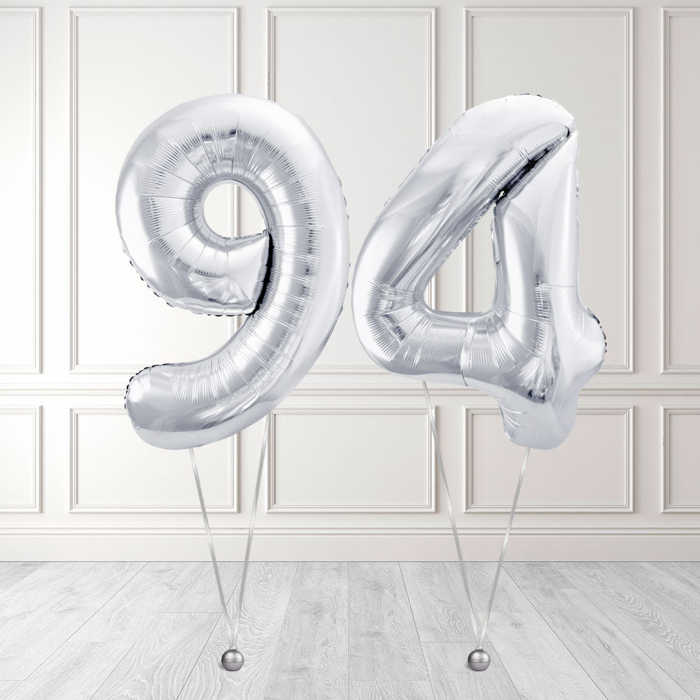 Tallballong Kit Sølv med Helium - Velg ditt tall