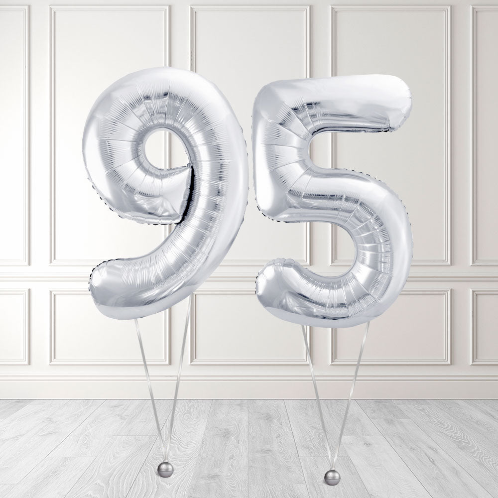 Tallballong Kit Sølv med Helium - Velg ditt tall