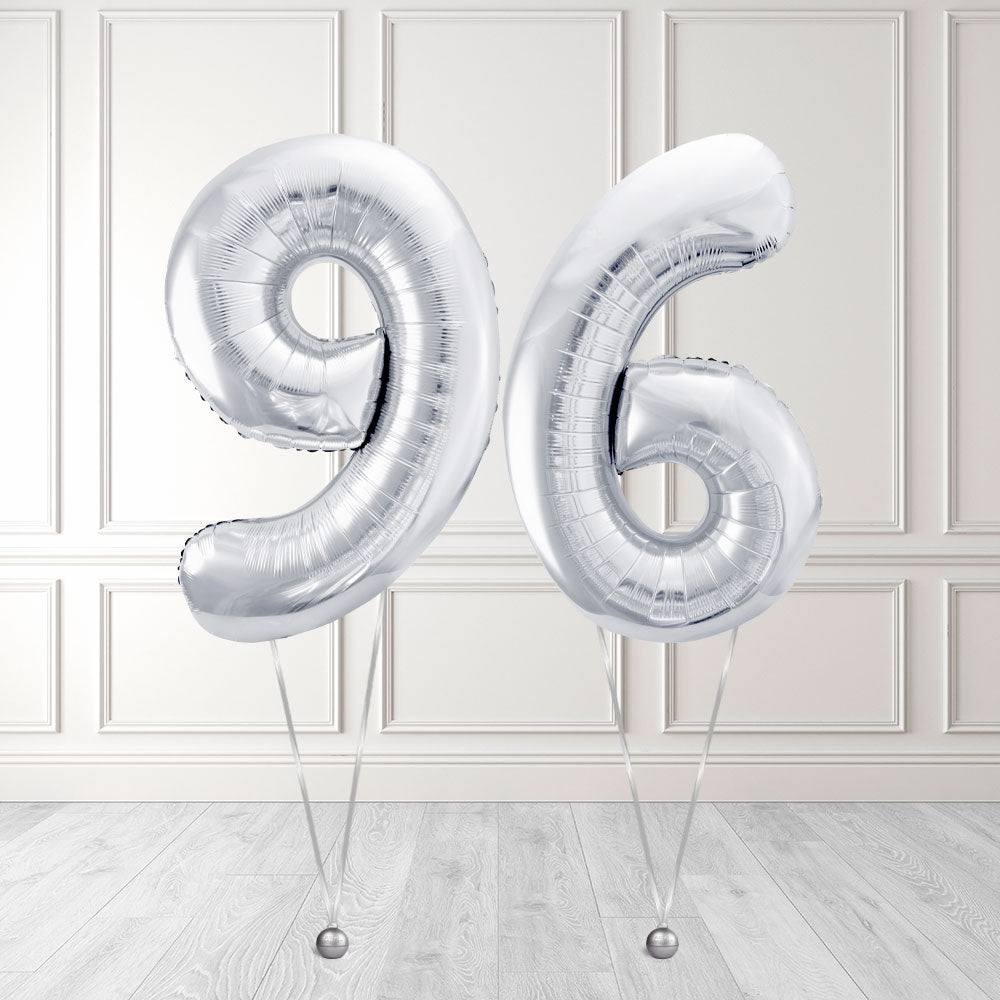 Tallballong Kit Sølv med Helium - Velg ditt tall