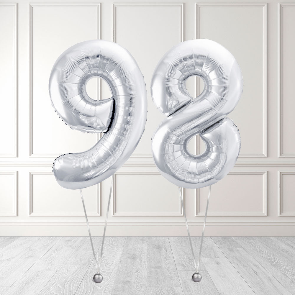 Tallballong Kit Sølv med Helium - Velg ditt tall
