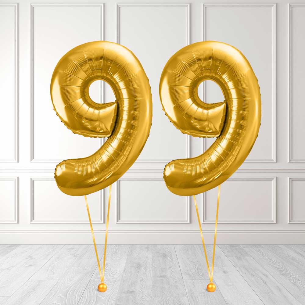 Tallballong Kit Gull med Helium - Velg ditt tall