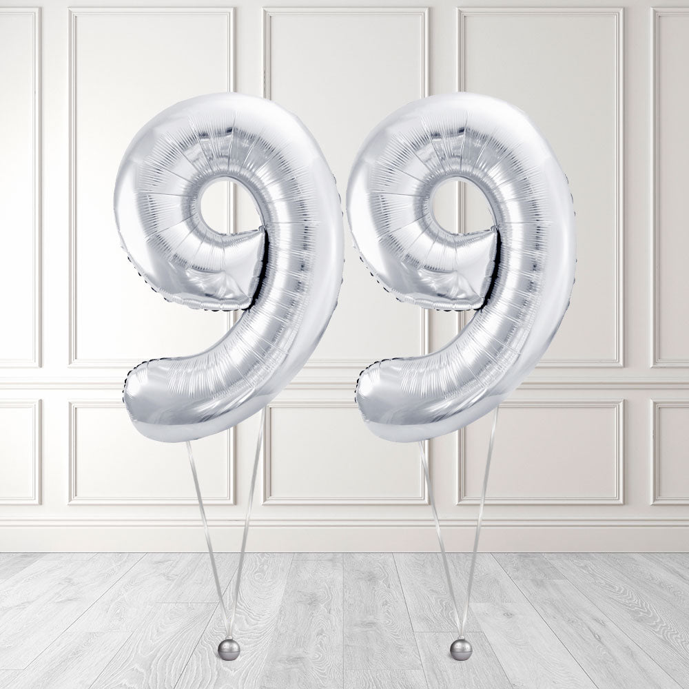 Tallballong Kit Sølv med Helium - Velg ditt tall