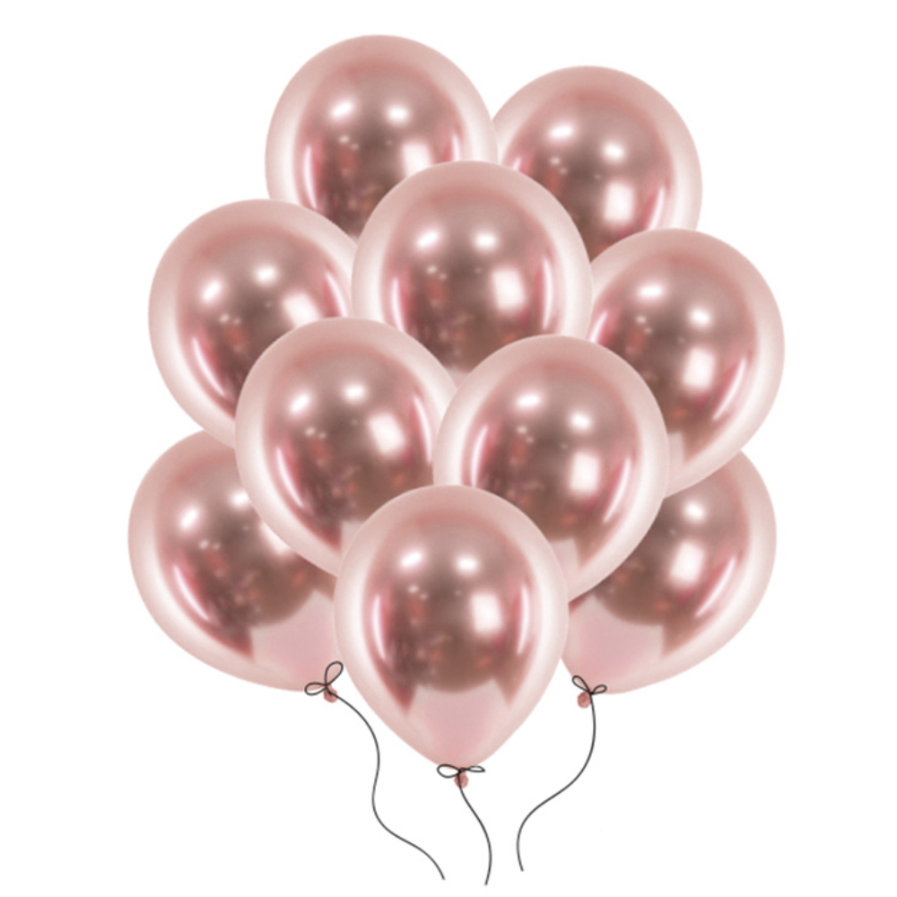 Chrome Ballong Rosegull 10 stk.