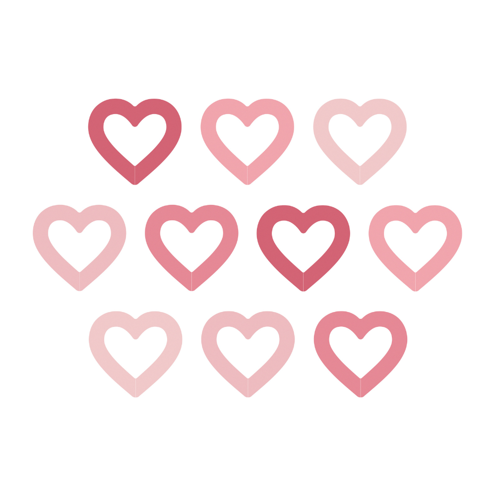 Navnelapper til Glass Rosa Hjerter 10 stk.