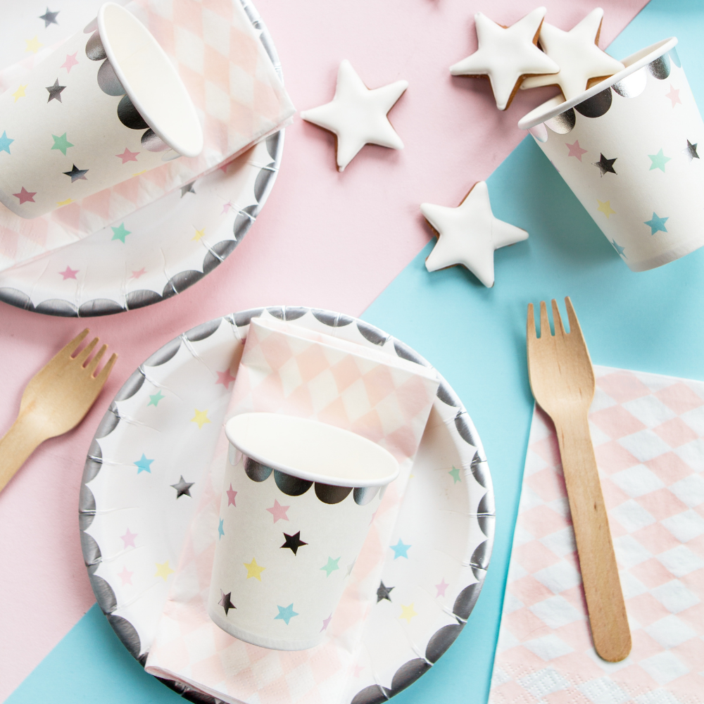 Pastell Stjerner Tallerken 6 stk.