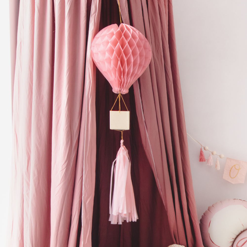 Rosa Luftballong Honeycomb Dekorasjon