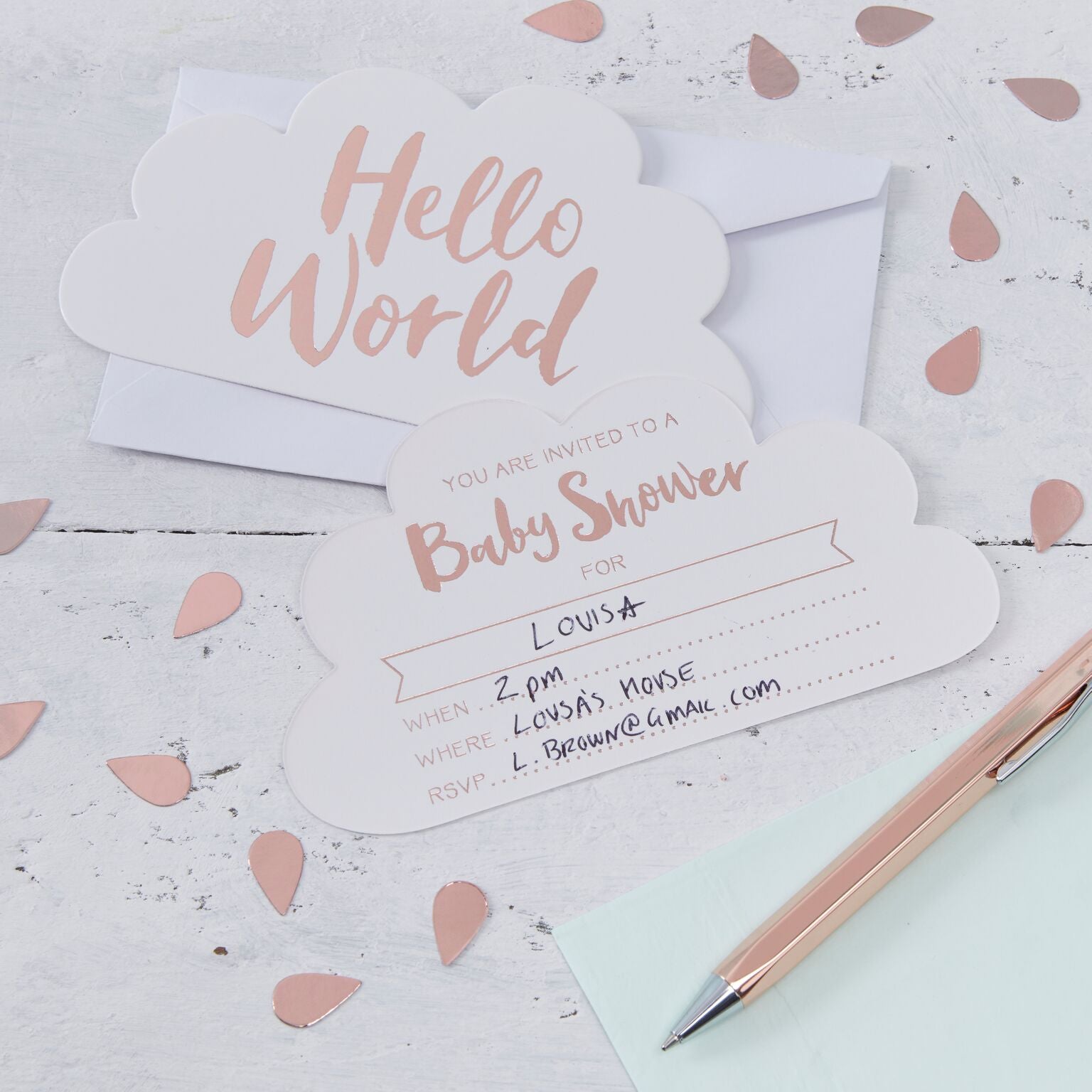 Hello World Babyshower Invitasjoner