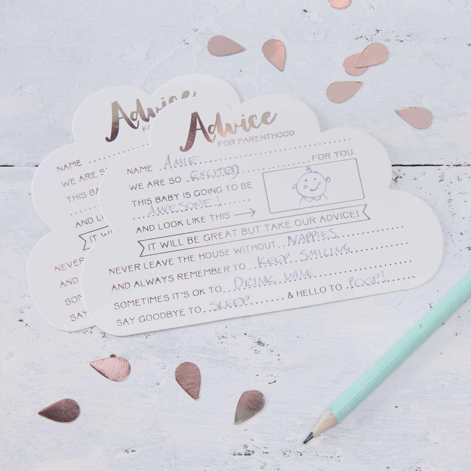 Babyshower Kort m. Tips 10 stk.