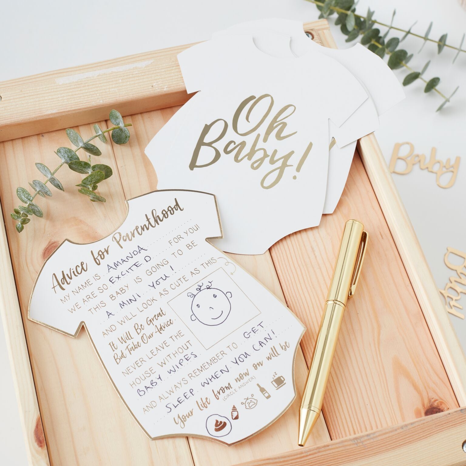 Babyshower Body Kort m. Tips 10 stk.