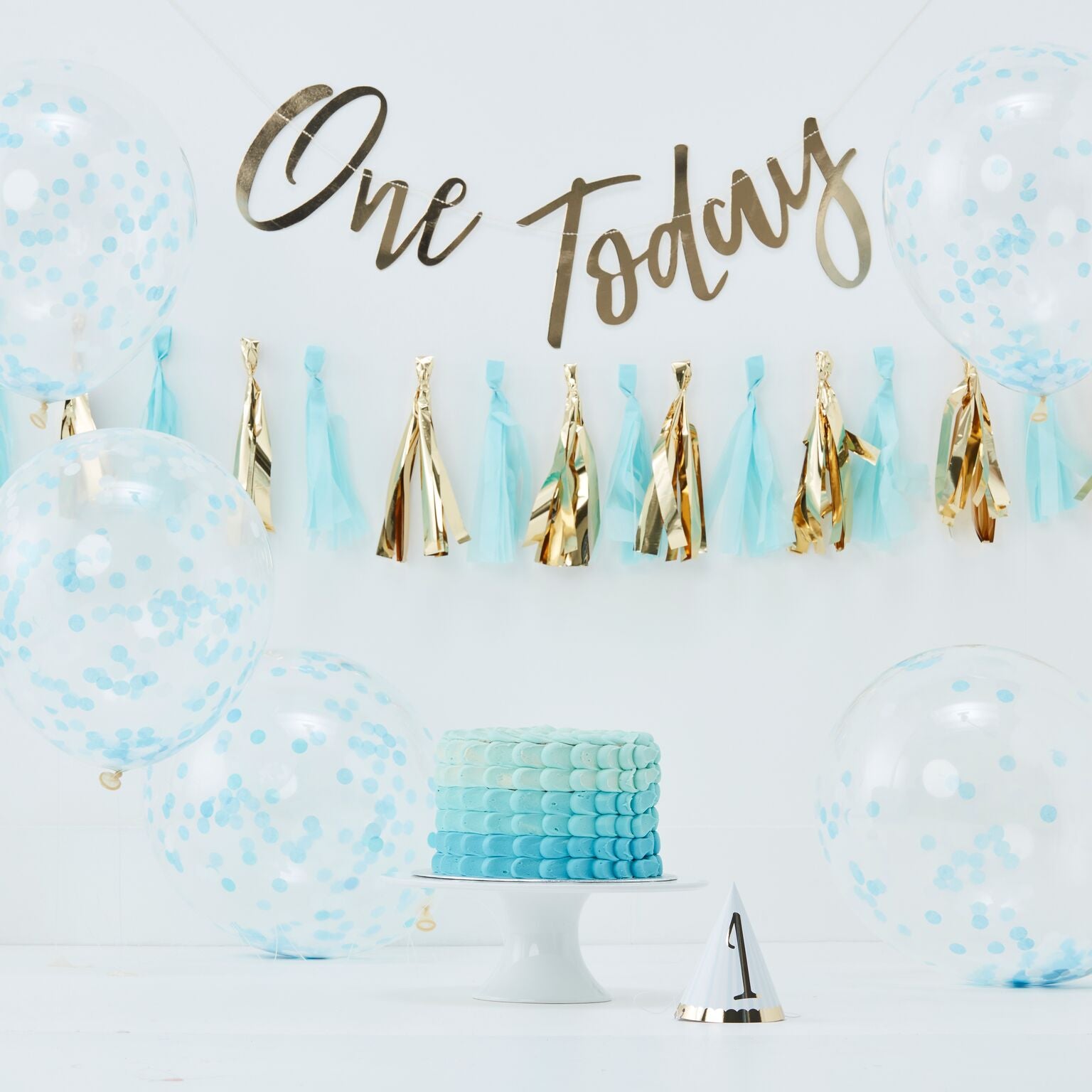 Ettårsdag Bursdag Sett Blå 8 deler