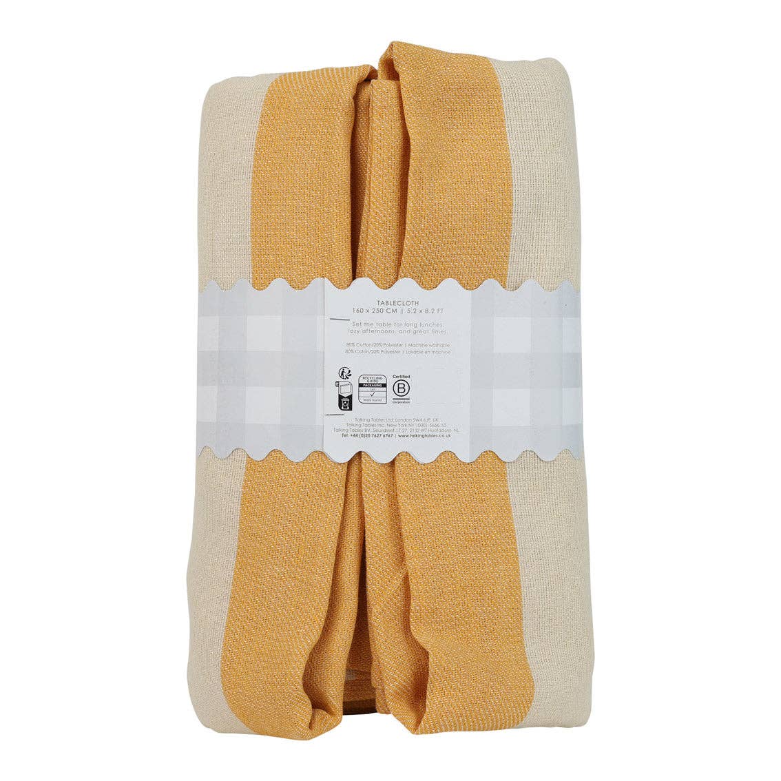 Duk Bomull Gul Stripet 160x250 cm – produktbilde