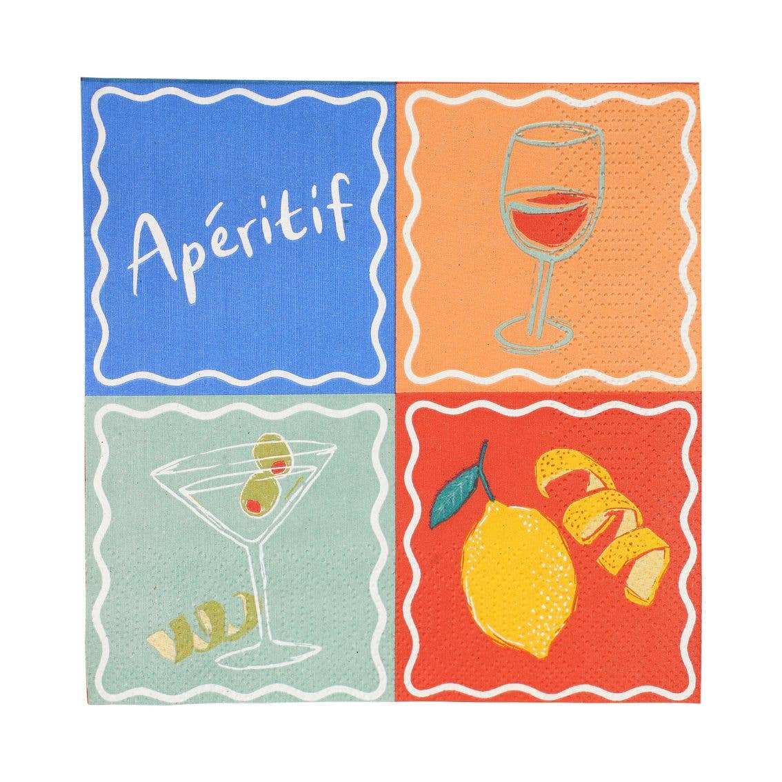 Oppdekking med Aperitif cocktailservietter til aperitiff og snacks