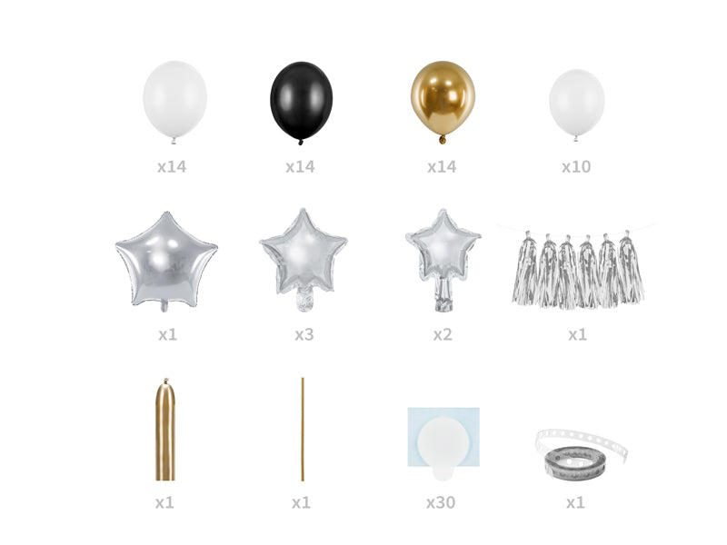 Stjerner ballonggirland sett med folieballonger