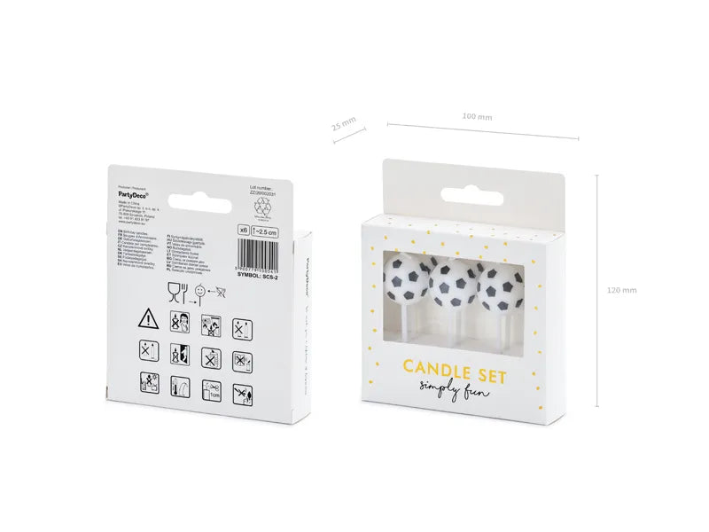 Kakelys Fotball 2,5 cm - 6 stk