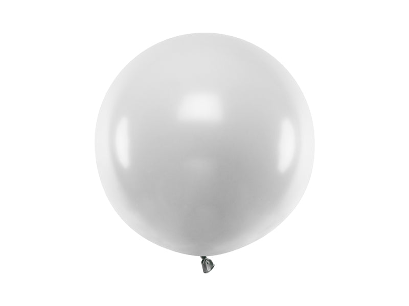 Stor Rund Ballong 60 cm Sølv Metallic