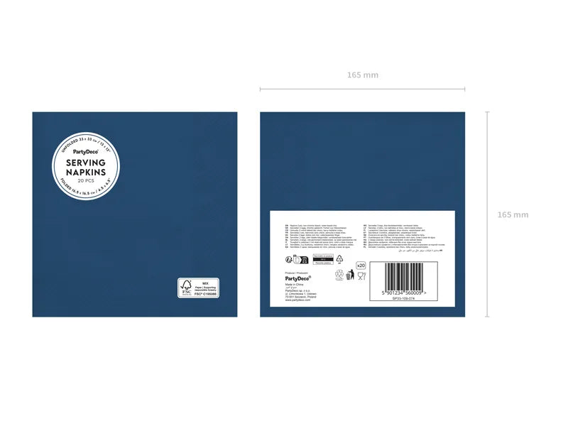 Papirservietter Mørkeblå 33x33 cm - 20 stk