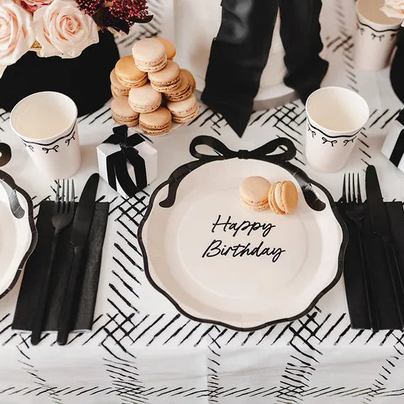 Papirtallerkener "Happy Birthday" 24 cm - 6 stk