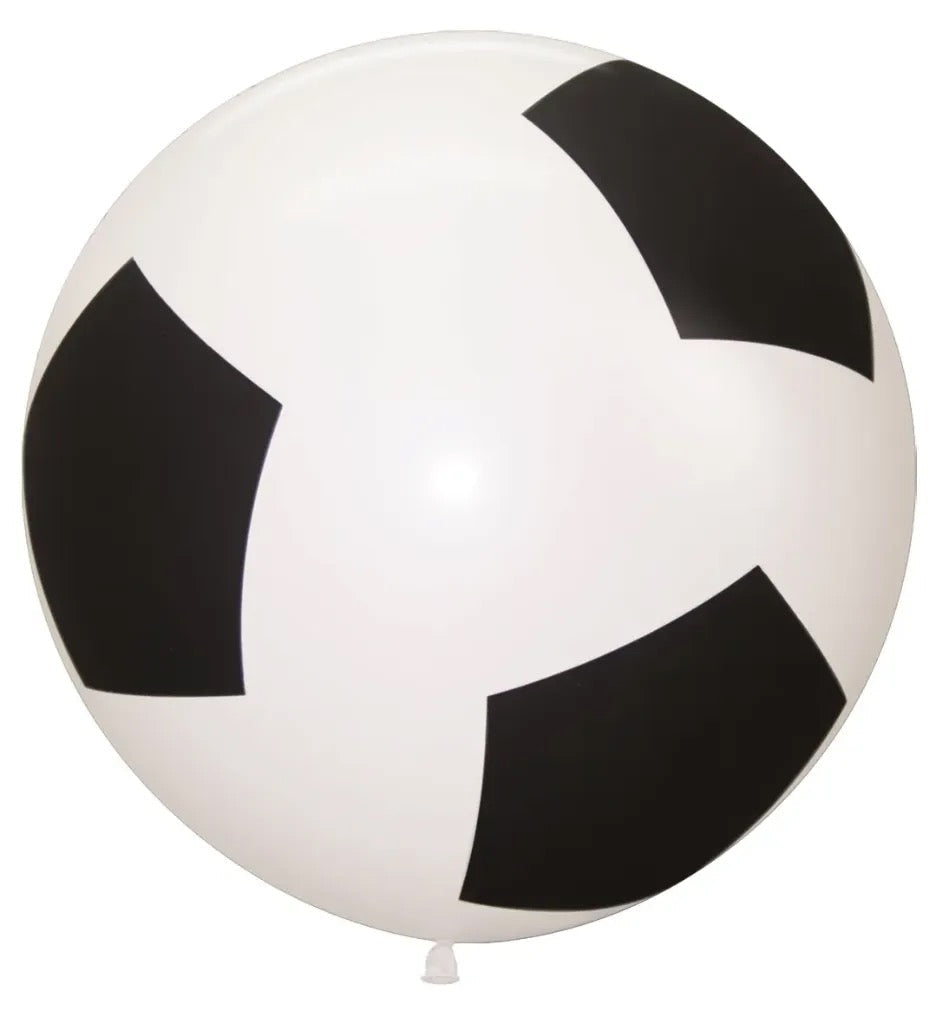 Stor fotball-lateksballong 60 cm sort/hvit fotball-look