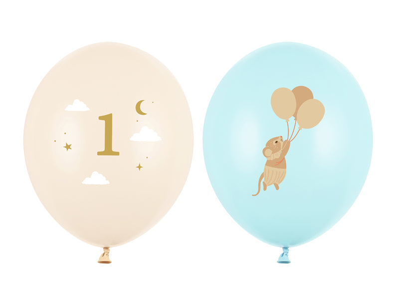Mus med Nummer 1 Ballonger Blå 30 cm - 50 stk