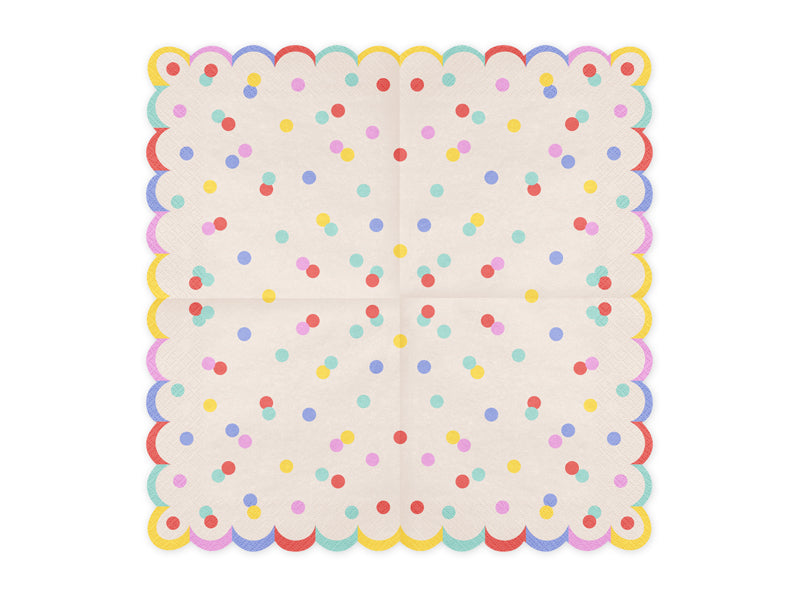 Konfetti serviett 33x33 cm med fargerikt konfettitrykk