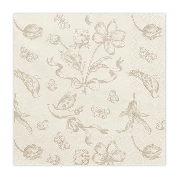 Servietter Blomster og Fugler 33x33 cm - 12 stk