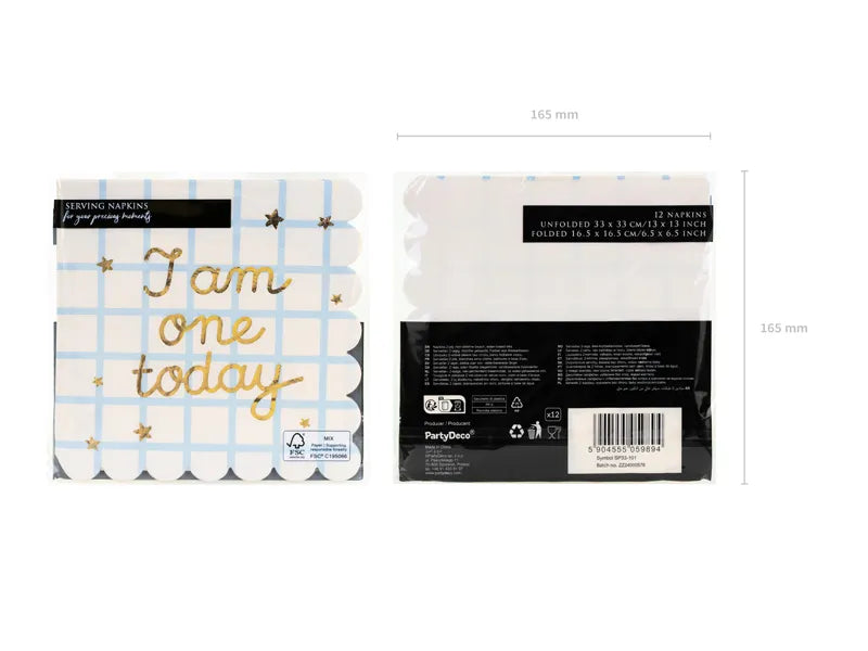 Servietter "I am one today" beige 33x33 cm - 12 stk
