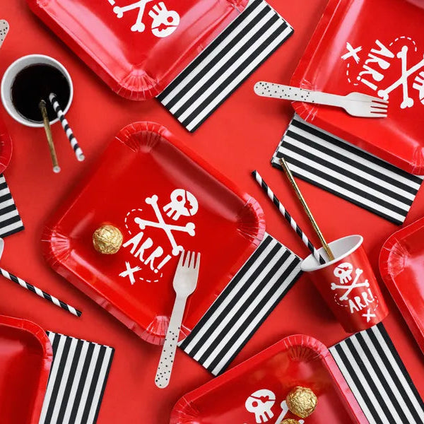 Servietter Sorte Striper 33x33 cm - 20 stk