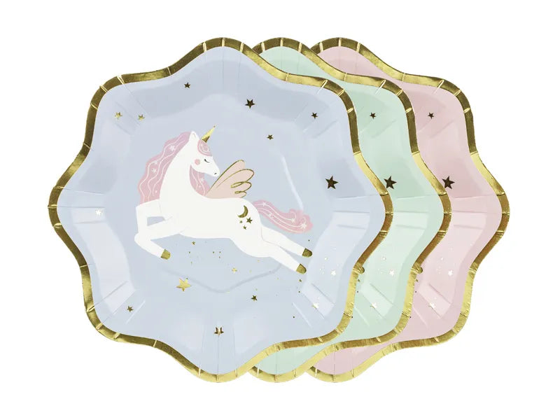 Tallerkener Enhjørning Lilla, Rosa, Grønn 18 cm - 6 stk