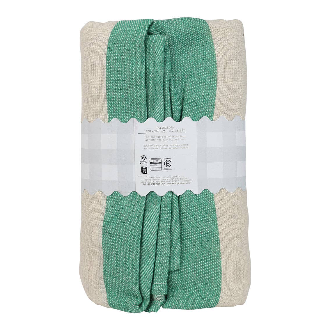Duk Bomull Grønn Stripet 160x250 cm – detaljbilde