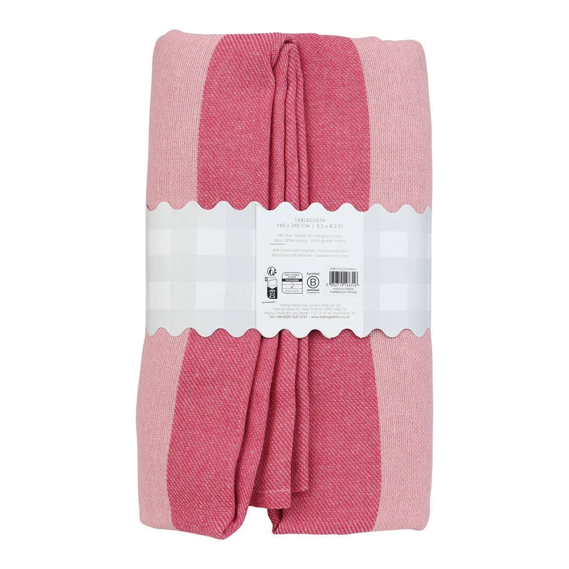 Duk Bomull Rosa Stripet 160x250 cm – produktbilde