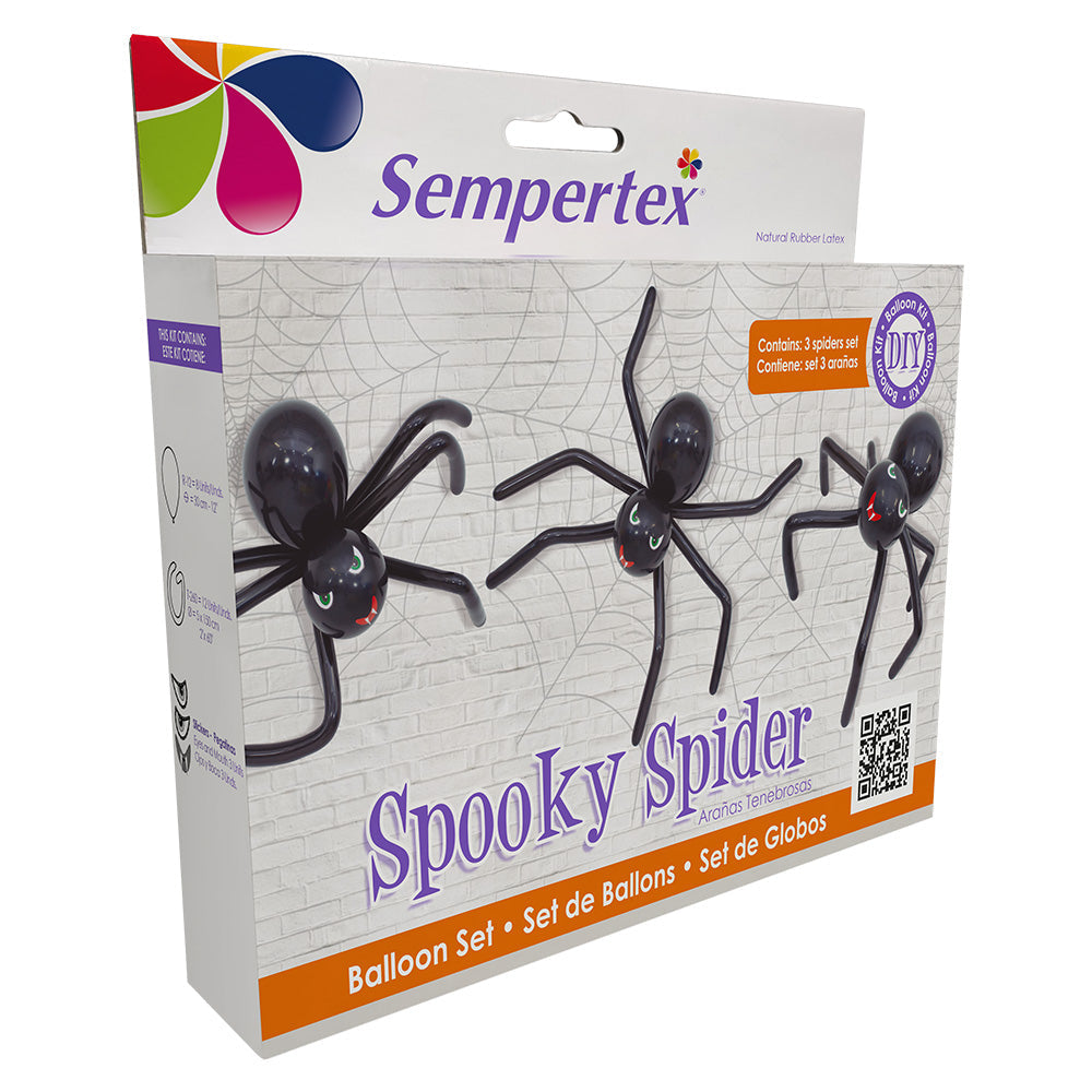 DIY Balloon Kit Spooky Spider – ballongsett til Halloween med 3 svarte edderkopper fra Sempertex