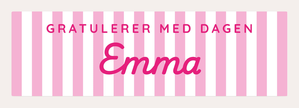 Bursdagsbanner med navnet Emma i rosa fargestriper