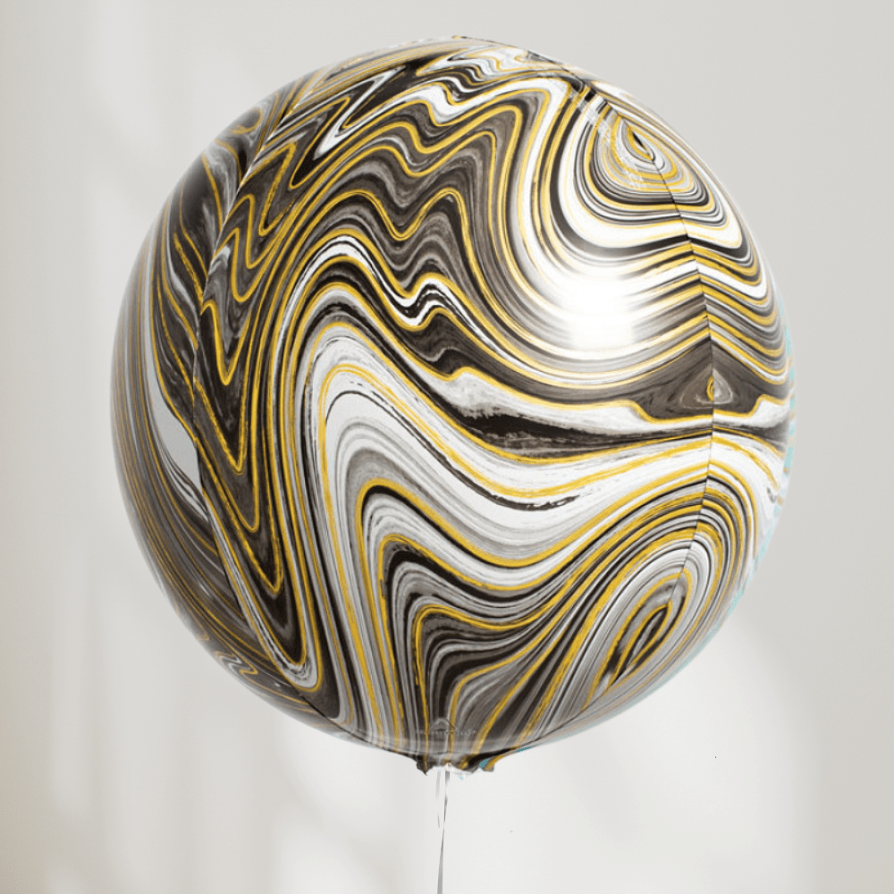 Globe Ballong Sort Marmor - folieballong fra Anagram