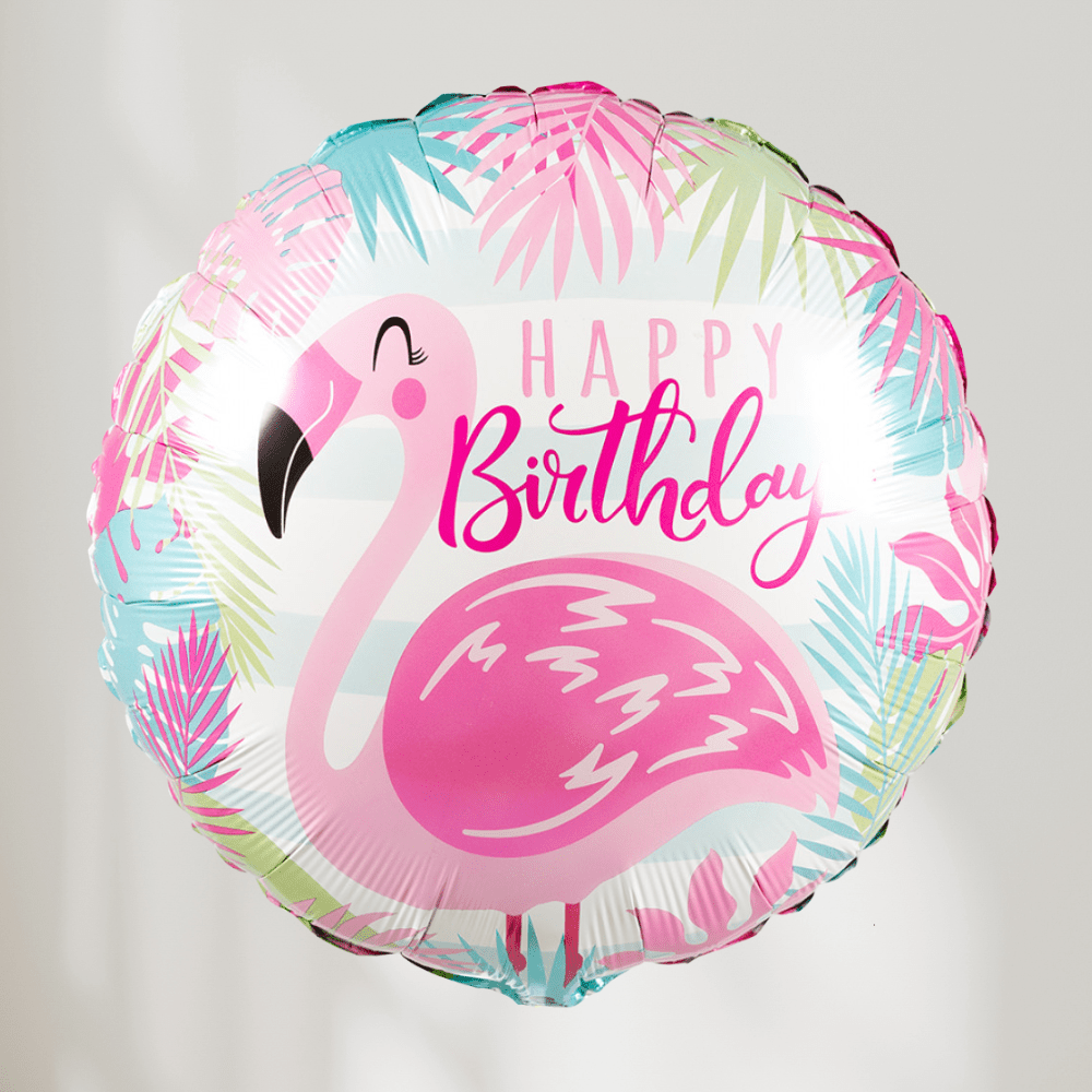 Happy Birthday Flamingo Ballong - folieballong fra Qualatex