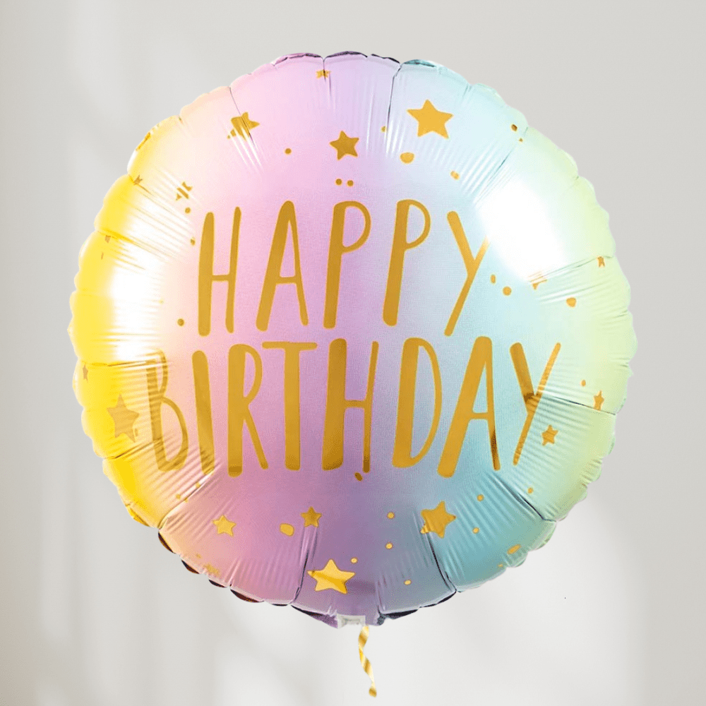 Happy Birthday Pastel Ombre Ballong - folieballong fra Qualatex