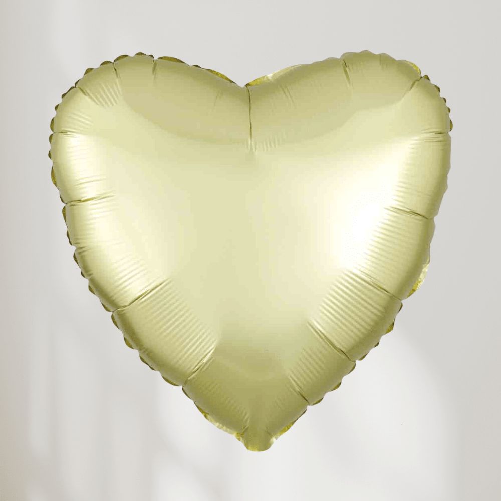 Hjerte Pastell Gul Satin Luxe - folieballong fra Anagram
