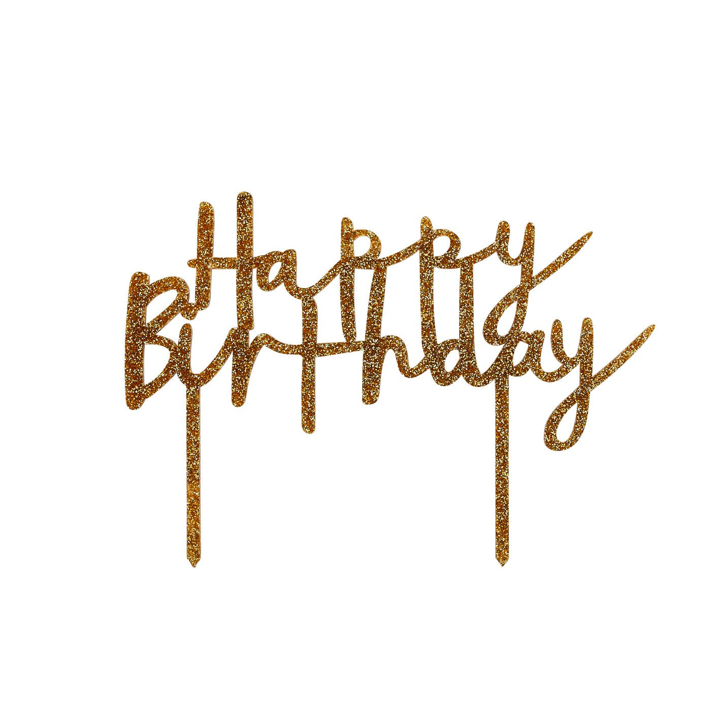 Kakepynt «Happy Birthday» Gull til bursdag fra Festkompaniet
