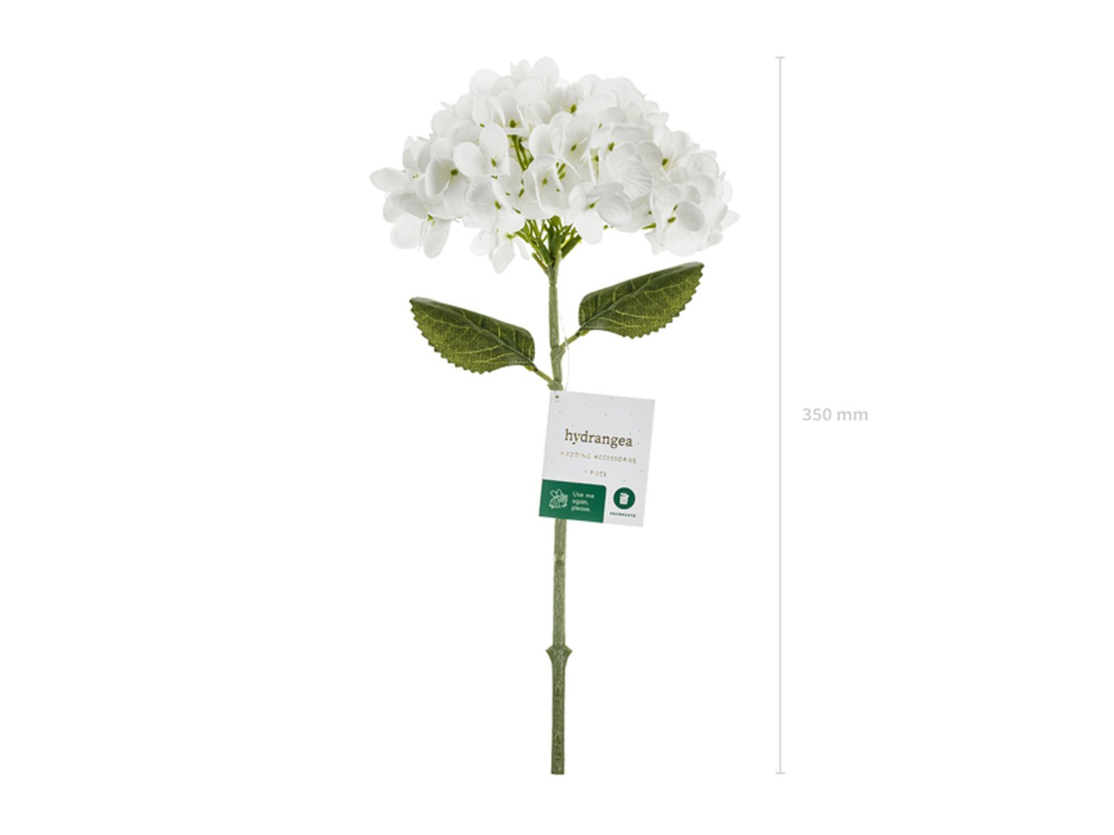 Kunstig blomst - Hortensia, 35 cm, hvit - bilde 5 av 5 | Festkompaniet