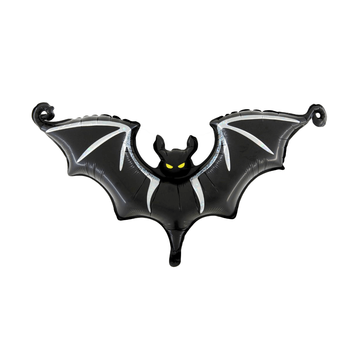 Linky flaggermus folieballong 63 cm i sort med gule øyne til halloweenpynt