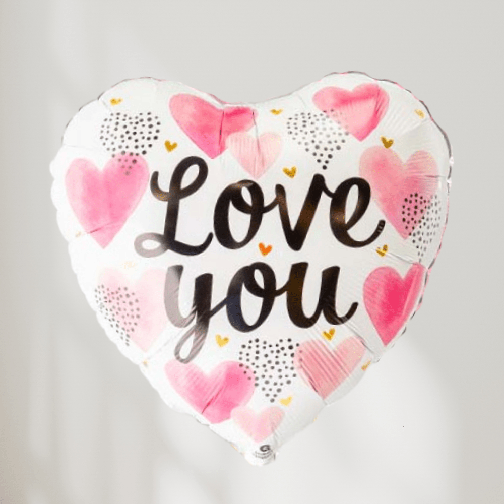 Love You Hjerte Ballong - folieballong fra Qualatex