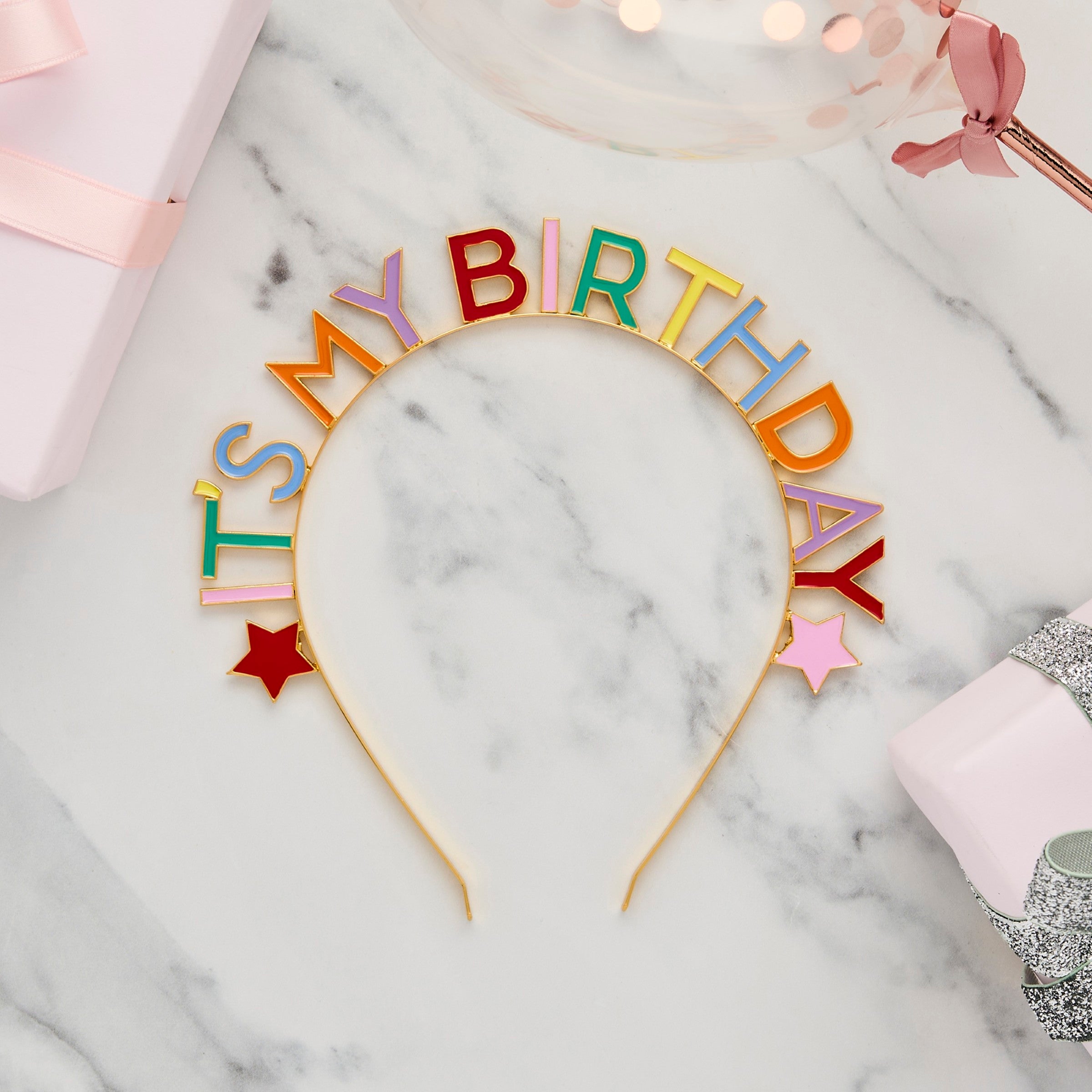 Pannebånd Fargerik «It's My Birthday» – brukt i festdekorasjon