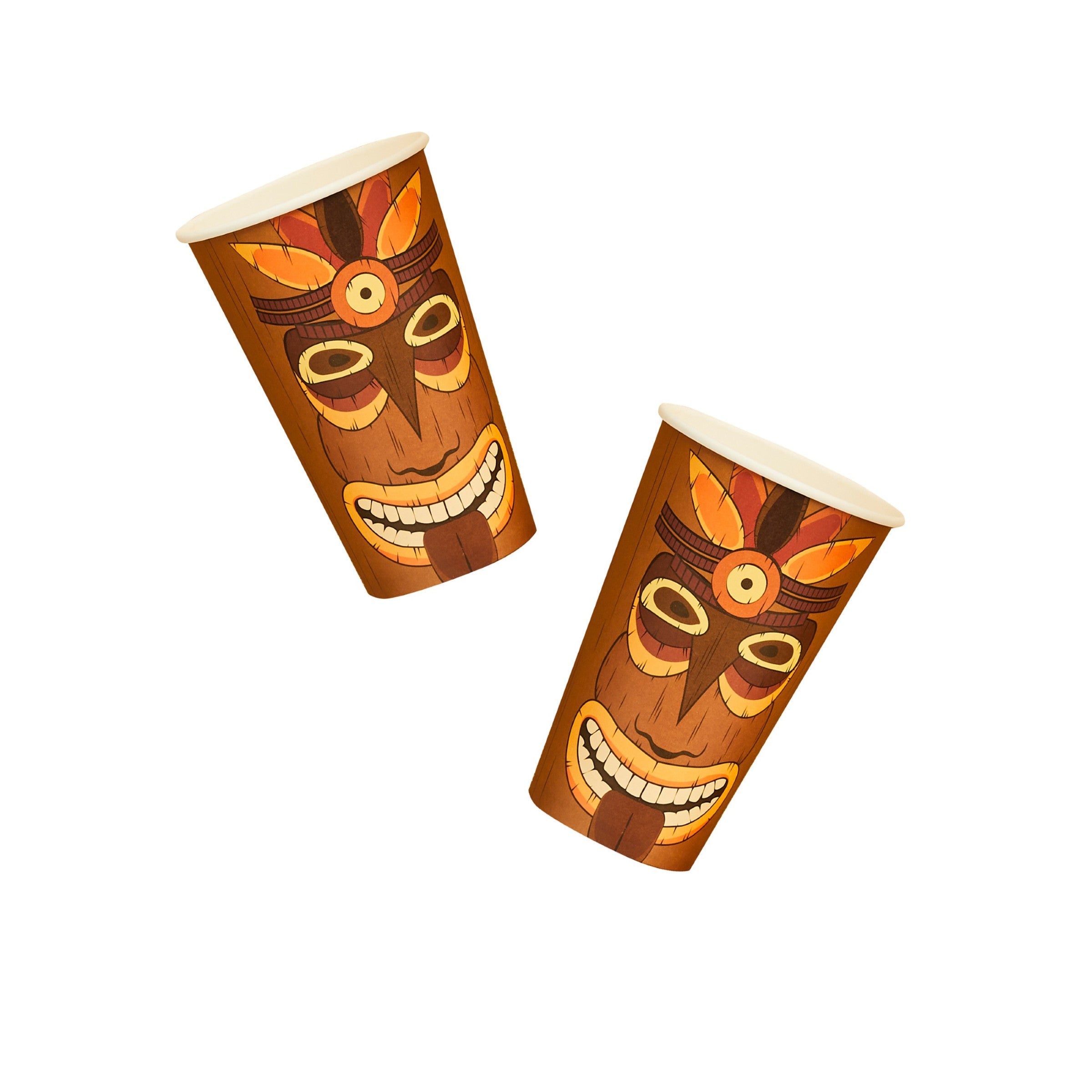 Papkopper Tiki 475 ml – 8 pk til tropisk fest og Hawaii-tema fra Festkompaniet