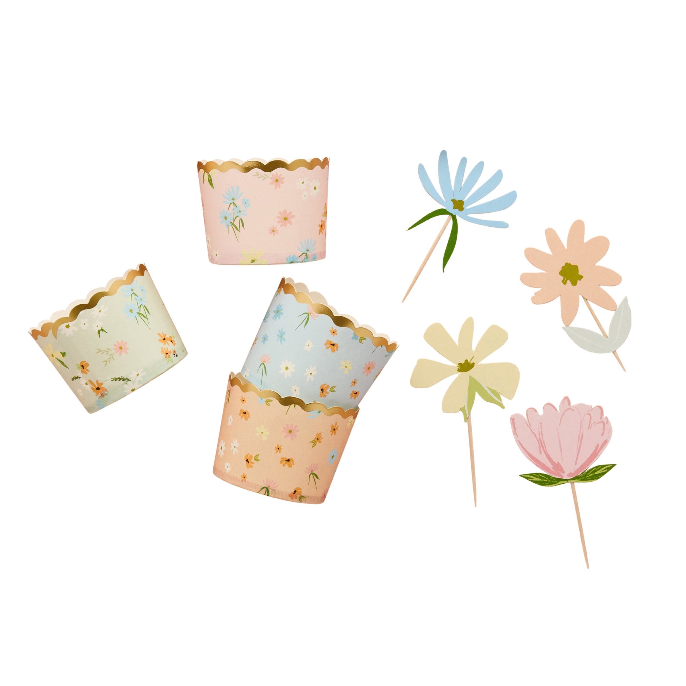 Pyntepinner Blomster – 12 pk til tefest fra Festkompaniet