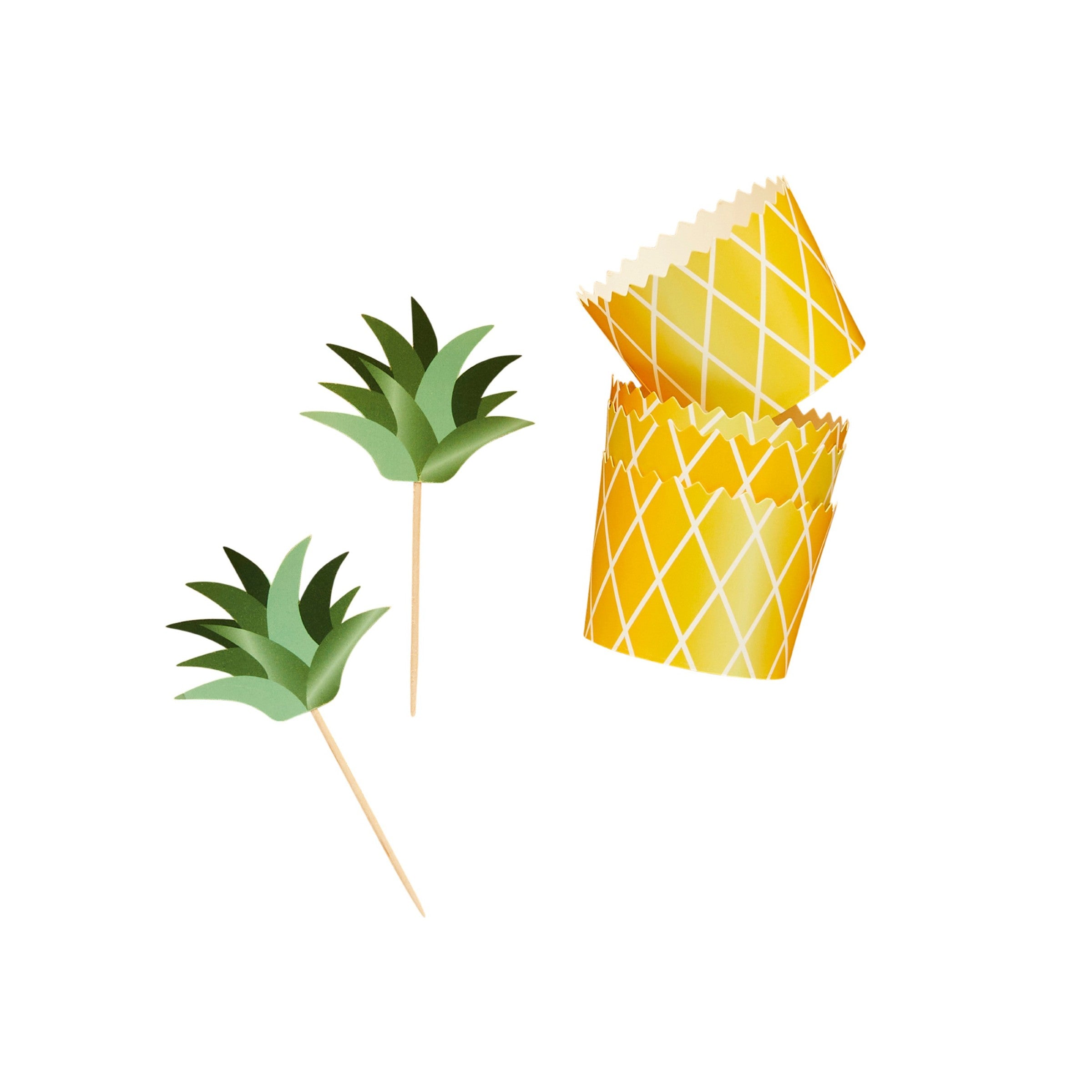 Pyntepinner og Minibegre Ananas – 10 sett til tropisk fest og Hawaii-tema fra Festkompaniet