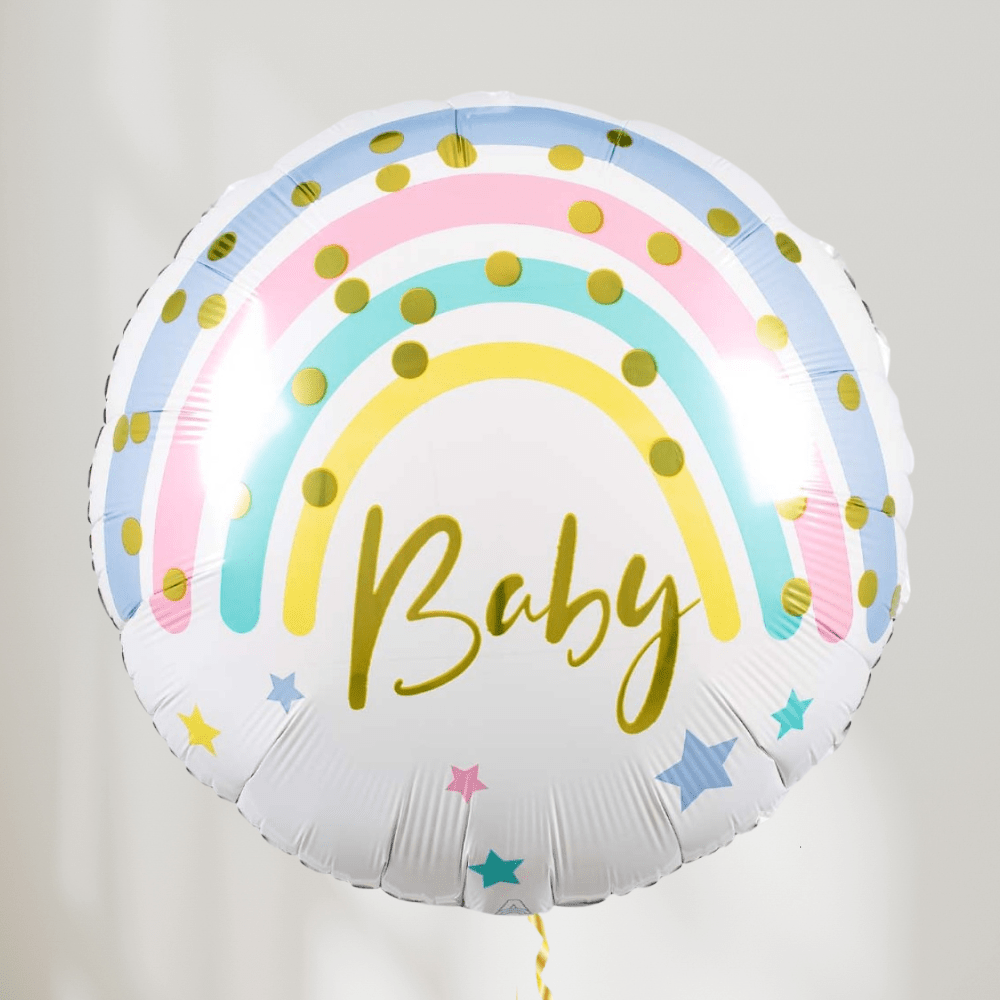 Rund Baby Regnbue - folieballong fra Anagram